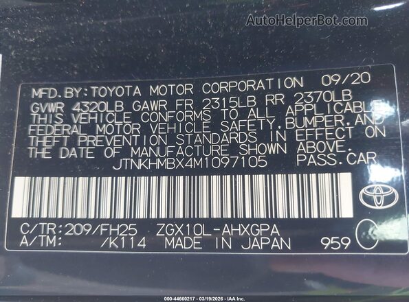 JTNKHMBX4M1097105 2021 TOYOTA C-HR Черный Вид подкапотного пространства