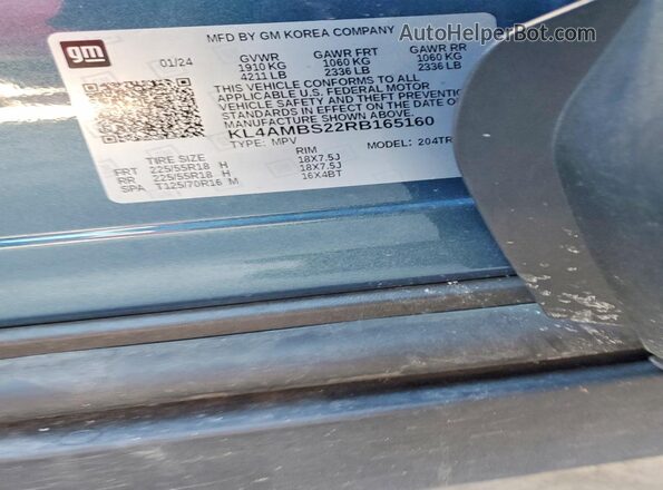 KL4AMBS22RB165160 2024 BUICK ENCORE Синий Вид наклейки с VIN-кодом