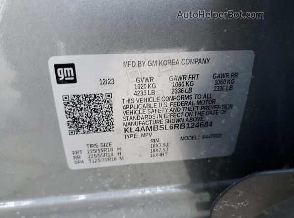 KL4AMBSL6RB124684 2024 BUICK ENCORE Серый Вид наклейки с VIN-кодом