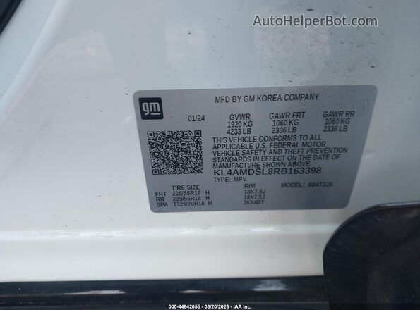 KL4AMDSL8RB163398 2024 BUICK ENCORE White ძრავის განყოფილების ხედი