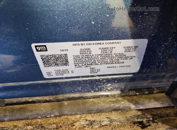 KL4AMESL0TB064409 2026 BUICK ENCORE Синий Панорамный вид салона 360°