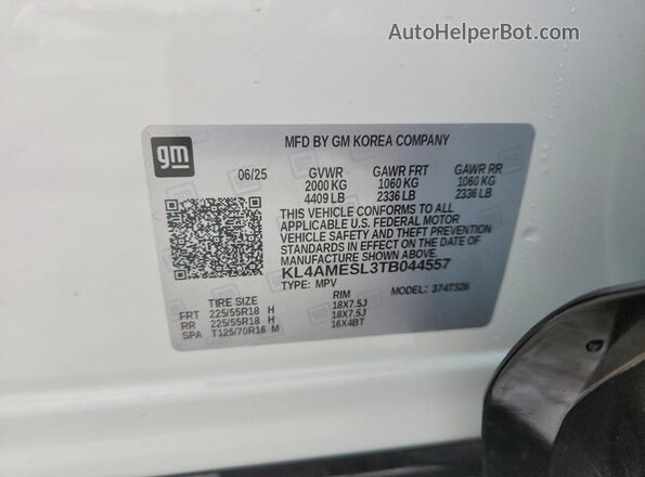 KL4AMESL3TB044557 2026 BUICK ENCORE Белый Вид наклейки с VIN-кодом