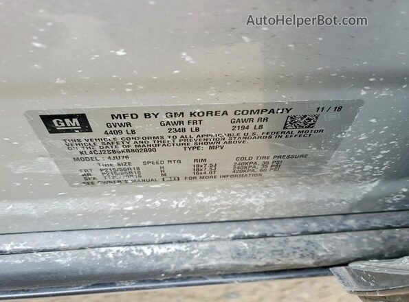 KL4CJ2SB5KB802890 2019 BUICK ENCORE Silver Widok wnętrza 360 stopni