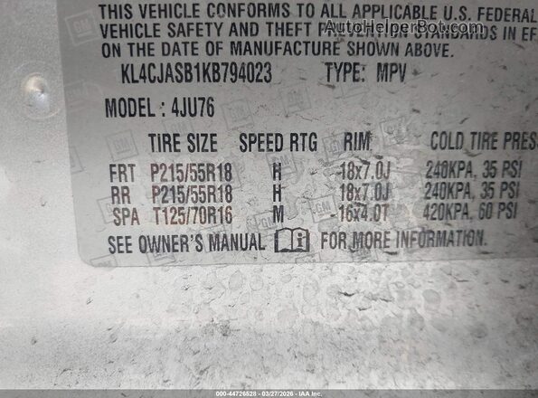 KL4CJASB1KB794023 2019 BUICK ENCORE Gray Widok komory silnika