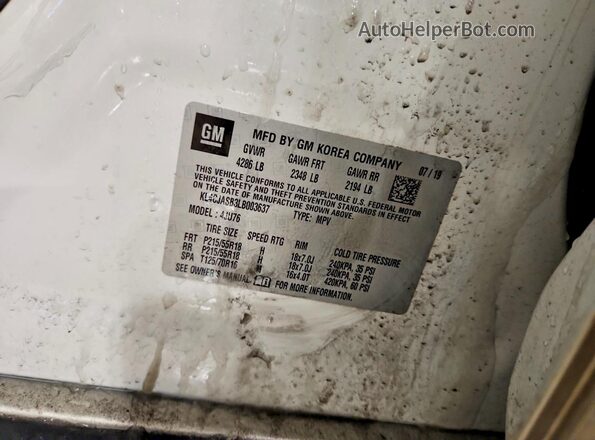 KL4CJASB3LB003637 2020 BUICK ENCORE Белый Вид подкапотного пространства