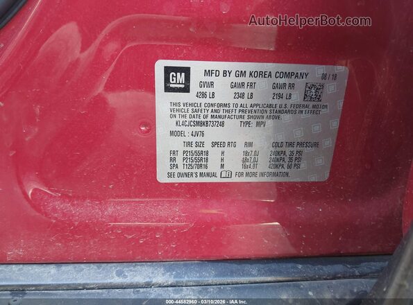 KL4CJCSM8KB737248 2019 BUICK ENCORE Красный Вид подкапотного пространства