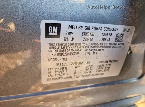 KL4MMBS29MB050397 2021 BUICK ENCORE Gray Widok wnętrza 360 stopni
