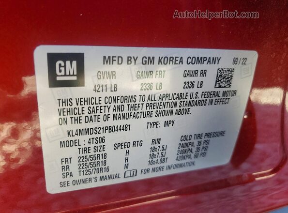 KL4MMDS21PB044481 2023 BUICK ENCORE Red Engine compartment view