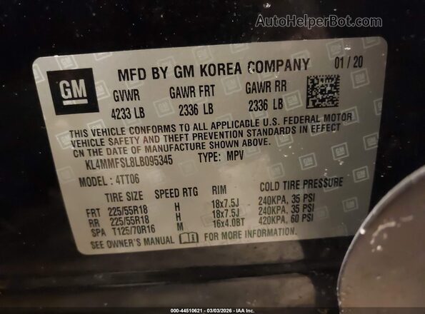KL4MMFSL8LB095345 2020 BUICK ENCORE Black Vista del compartimento del motor
