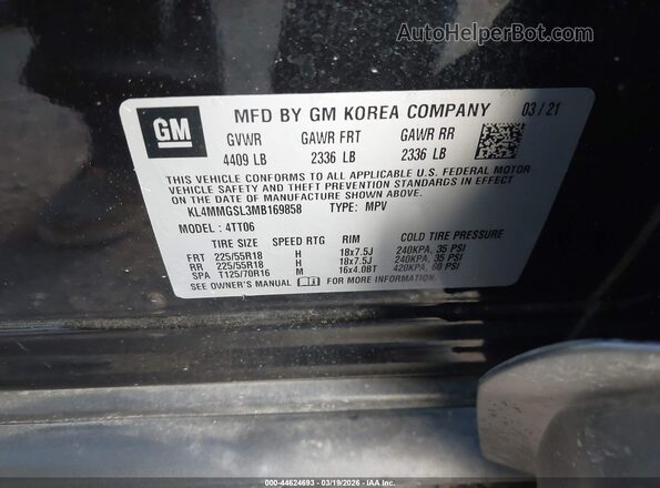 KL4MMGSL3MB169858 2021 BUICK ENCORE Black Vista del compartimento del motor