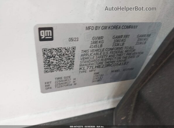 KL77LHE23RC054187 2024 CHEVROLET TRAX Белый Вид подкапотного пространства