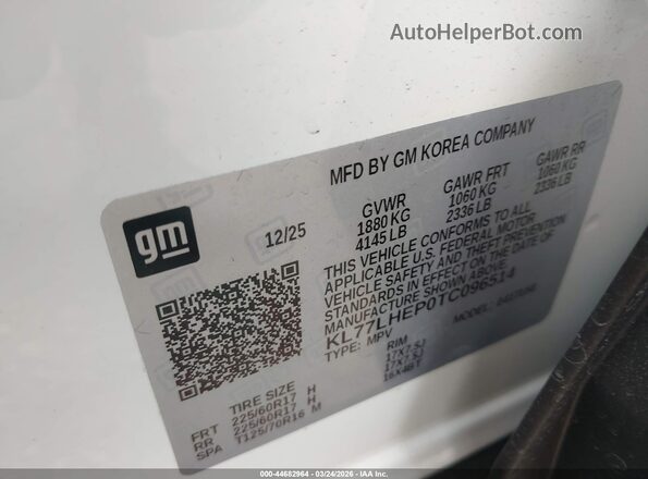 KL77LHEP0TC096514 2026 CHEVROLET TRAX Белый Вид подкапотного пространства