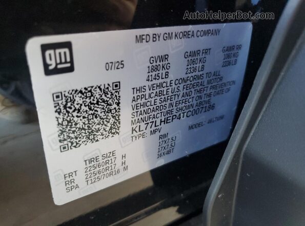 KL77LHEP4TC007186 2026 CHEVROLET TRAX Black Widok komory silnika