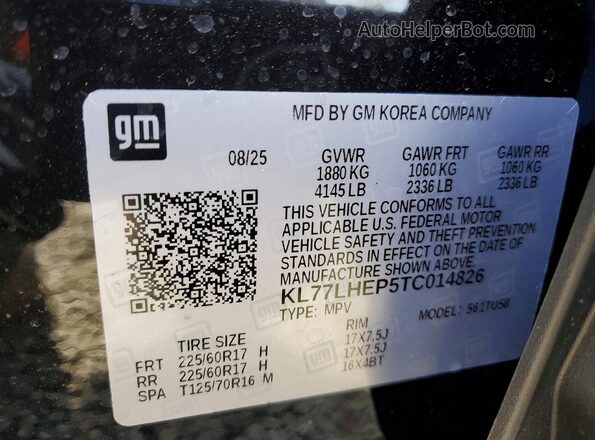 KL77LHEP5TC014826 2026 CHEVROLET TRAX Black Engine compartment view
