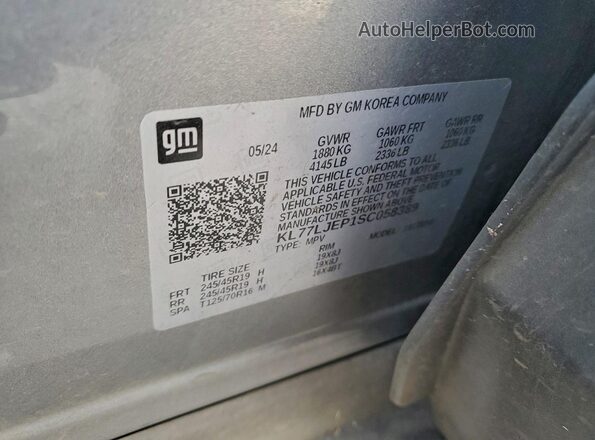 KL77LJEP1SC058389 2025 CHEVROLET TRAX Серебряный Вид наклейки с VIN-кодом