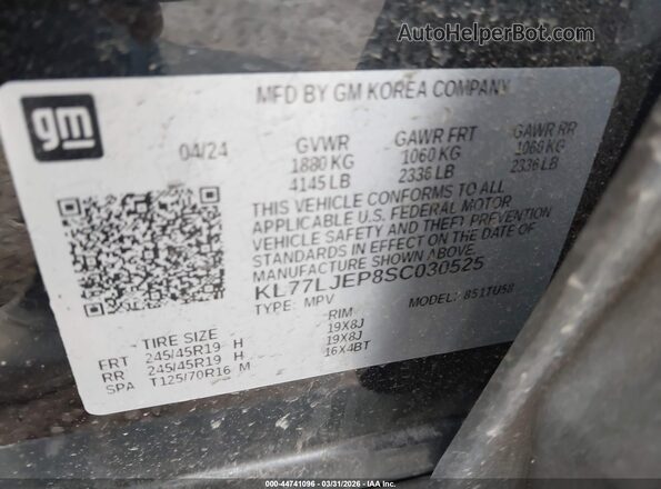 KL77LJEP8SC030525 2025 CHEVROLET TRAX Black Engine compartment view