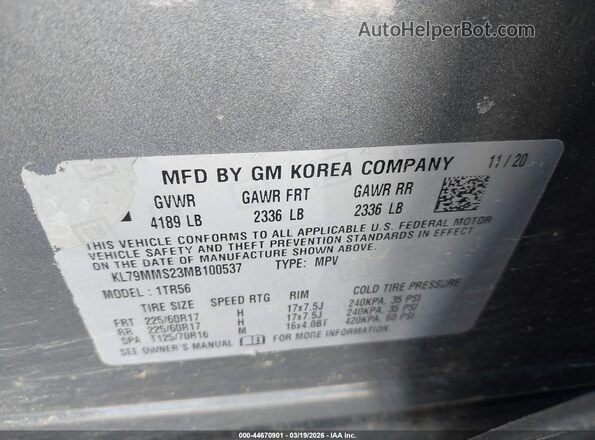 KL79MMS23MB100537 2021 CHEVROLET TRAILBLAZER Бежевый Вид подкапотного пространства