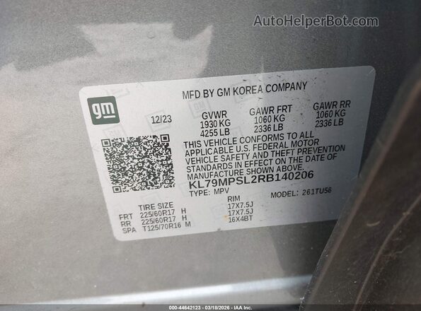 KL79MPSL2RB140206 2024 CHEVROLET TRAILBLAZER Silver Vista del compartimento del motor
