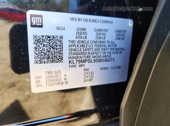 KL79MPSL9SB046071 2025 CHEVROLET TRAILBLAZER Черный Вид подкапотного пространства