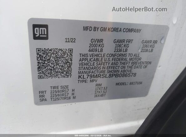 KL79MRSL8PB086578 2023 CHEVROLET TRAILBLAZER Белый Вид подкапотного пространства