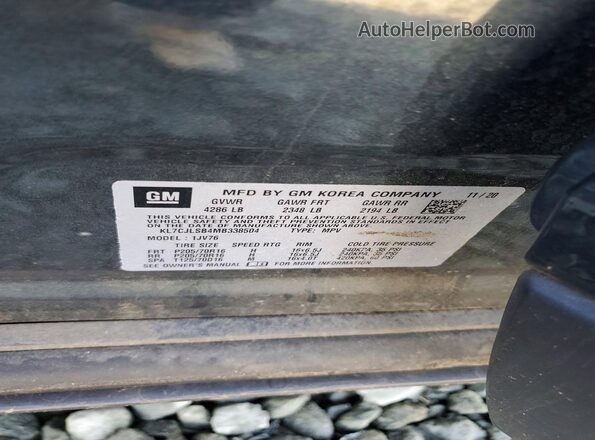 KL7CJLSB4MB338504 2021 CHEVROLET TRAX Blue Вид наклейки з VIN-кодом
