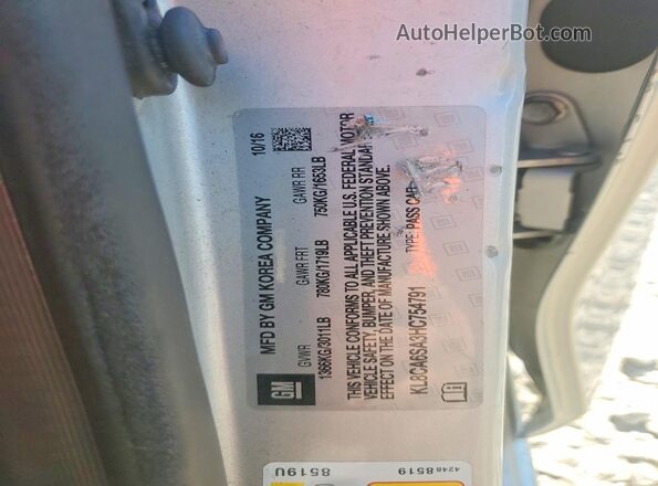 KL8CA6SA3HC754791 2017 CHEVROLET SPARK Серебряный Вид подкапотного пространства