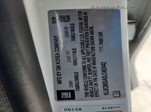 KL8CB6SA0LC462442 2020 CHEVROLET SPARK Белый Вид подкапотного пространства