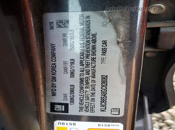 KL8CB6SA8GC628082 2016 CHEVROLET SPARK Charcoal Շարժիչի բաժամունքի տեսք