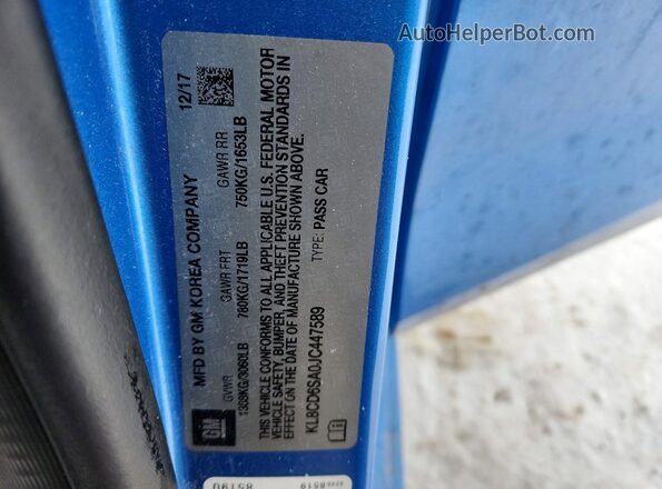 KL8CD6SA0JC447589 2018 CHEVROLET SPARK Blue Vista del compartimento del motor