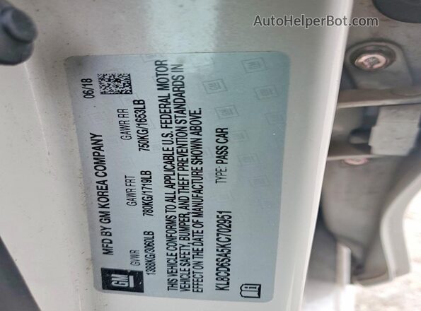 KL8CD6SA5KC702951 2019 CHEVROLET SPARK Белый Вид подкапотного пространства