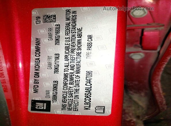 KL8CD6SA6LC447096 2020 CHEVROLET SPARK Красный Вид наклейки с VIN-кодом