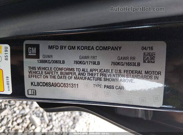 KL8CD6SA9GC631311 2016 CHEVROLET SPARK Black Շարժիչի բաժամունքի տեսք