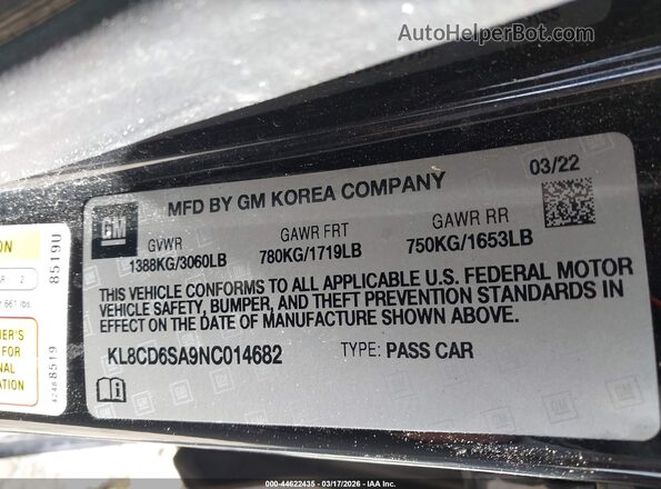 KL8CD6SA9NC014682 2022 CHEVROLET SPARK Black Widok komory silnika