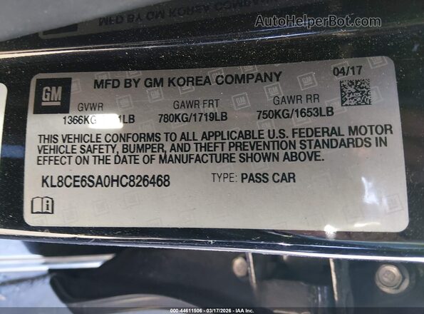 KL8CE6SA0HC826468 2017 CHEVROLET SPARK Черный Вид подкапотного пространства