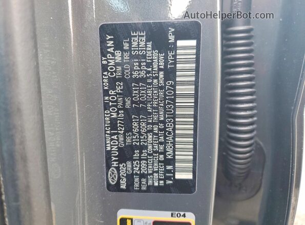 KM8HACAB3TU371079 2026 HYUNDAI KONA Серый Вид наклейки с VIN-кодом
