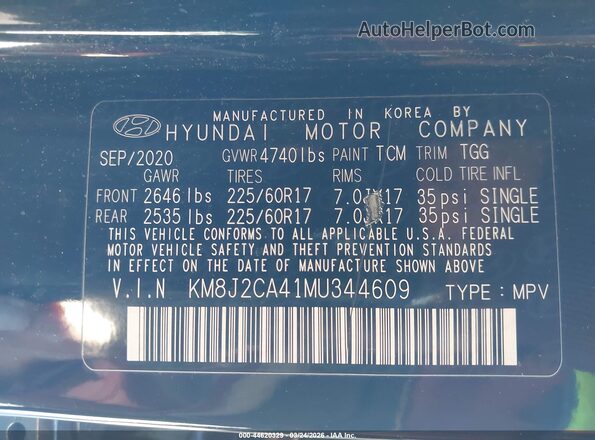 KM8J2CA41MU344609 2021 HYUNDAI TUCSON Черный Вид подкапотного пространства