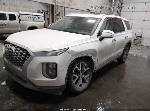 KM8R34HE6LU092407 2020 HYUNDAI PALISADE White წინა მარცხენა ხედი სამი მეოთხედიდან