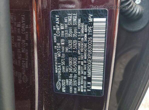 KM8R5DGEXPU630026 2023 HYUNDAI PALISADE Purple Widok naklejki z numerem VIN
