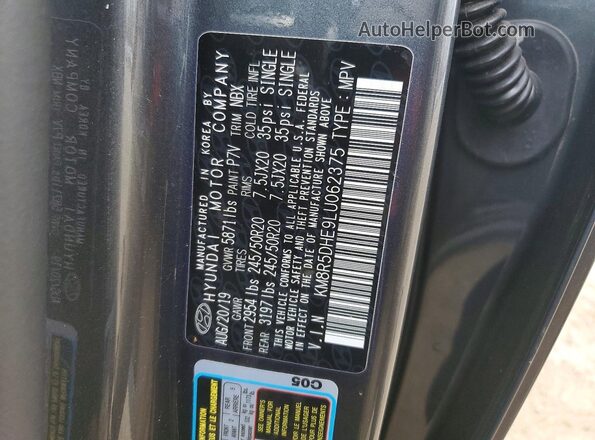 KM8R5DHE9LU062375 2020 HYUNDAI PALISADE Серый Вид наклейки с VIN-кодом