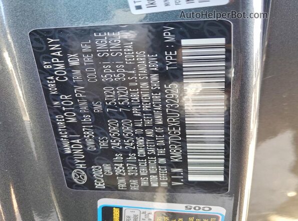 KM8R7DGEXRU732925 2024 HYUNDAI PALISADE Серый Панорамный вид салона 360°