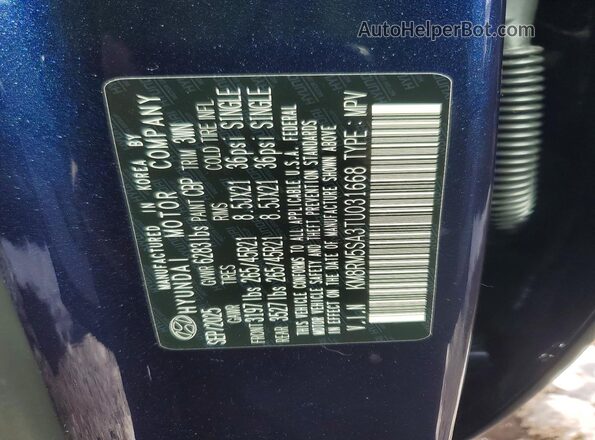 KM8RM5SA3TU031668 2026 HYUNDAI PALISADE Синий Вид наклейки с VIN-кодом