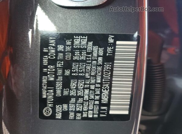 KM8RMESA1TU027991 2026 HYUNDAI PALISADE Gray Widok wnętrza 360 stopni