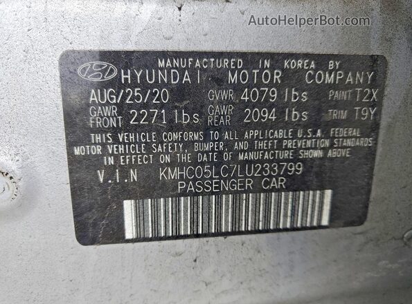 KMHC05LC7LU233799 2020 HYUNDAI IONIQ Silver Вид підкапотного простору