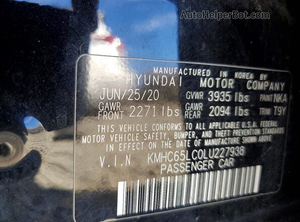 KMHC65LC0LU227938 2020 HYUNDAI IONIQ Black Widok komory silnika