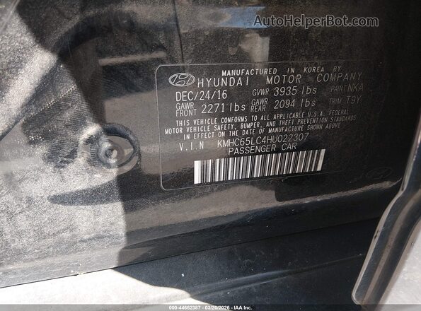 KMHC65LC4HU022307 2017 HYUNDAI IONIQ HYBRID Black Вид підкапотного простору