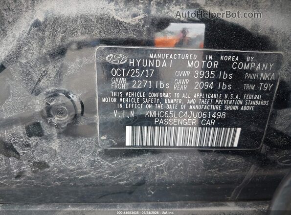 KMHC65LC4JU061498 2018 HYUNDAI IONIQ HYBRID Black Widok komory silnika