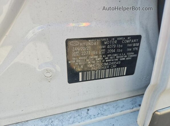 KMHC75LC8MU248549 2021 HYUNDAI IONIQ White Widok komory silnika