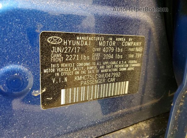 KMHC75LC9HU047992 2017 HYUNDAI IONIQ Синий Вид подкапотного пространства