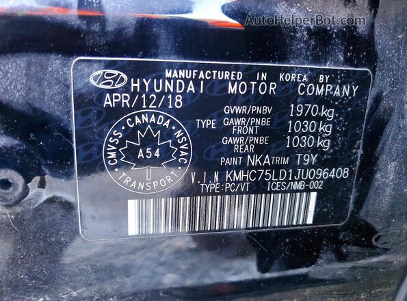 KMHC75LD1JU096408 2018 HYUNDAI IONIQ Черный Вид подкапотного пространства
