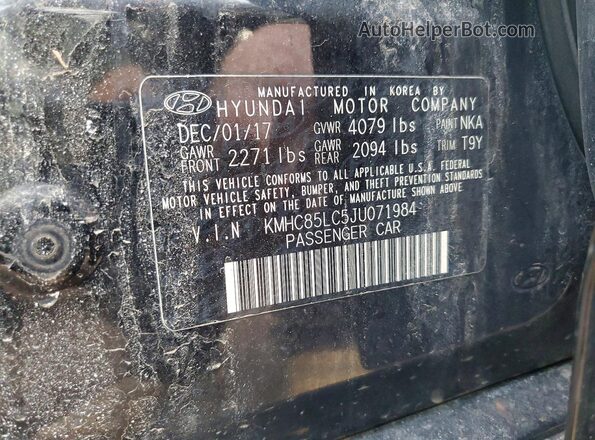 KMHC85LC5JU071984 2018 HYUNDAI IONIQ Черный Вид наклейки с VIN-кодом